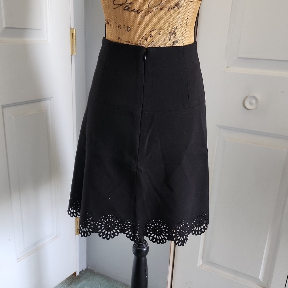 LOFT Black A-Line Skirt with Cut-Out Hem - Picture 3 of 4